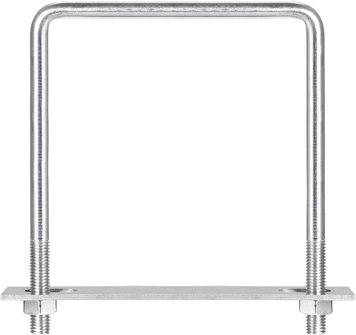 sourcing map Vierkante U-schroeven 122 mm binnenbreedte 160 mm lengte M10 304 roestvrij staal U klemschroef met moer en plaat voor bootaanhanger