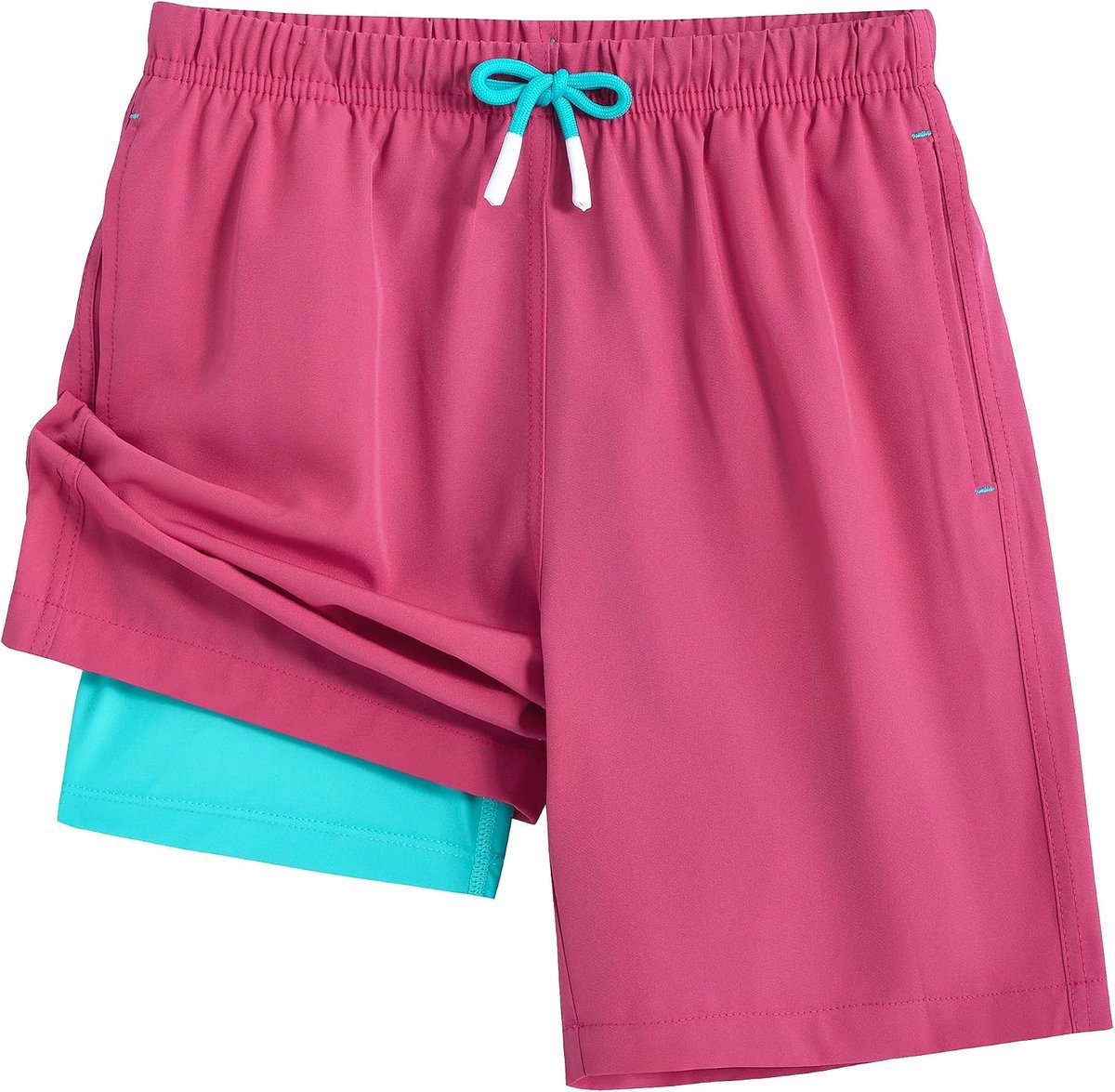 Boardshorts voor jongens, met compressievoering, sneldrogend, ademend, zwembroek voor kinderen, elastische taille, shorts met zakken, 4-16 jaar