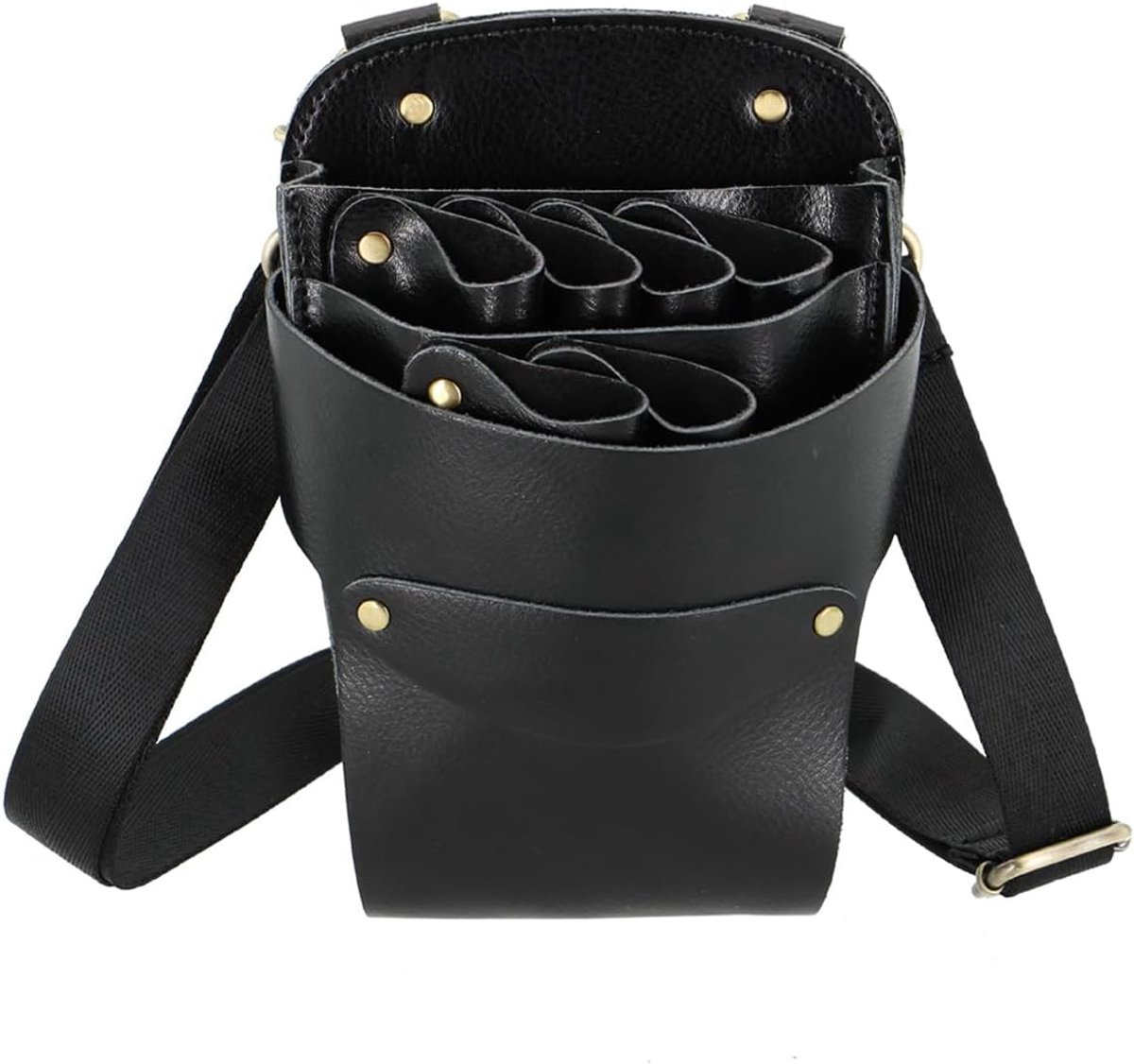 Aolaso zacht lederen kapperssalon kappersscharen Holster met schouderriem, professionele haarstylist kapper gereedschap tas voor kammen, clips