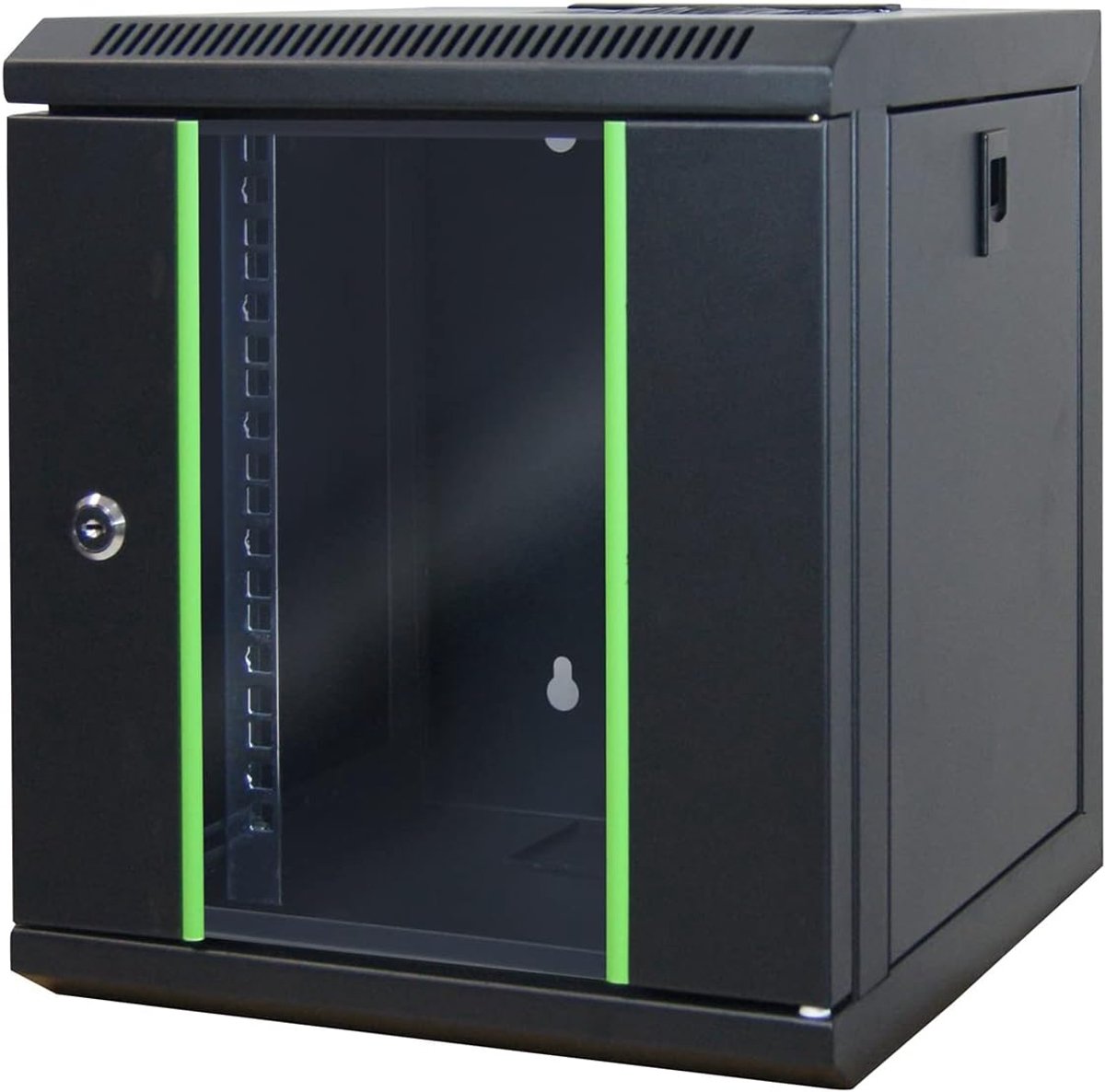 37483 Mini-netwerkkoffer, 25,4 cm (10 inch), 6U, server, met glazen deur met slot, zwart