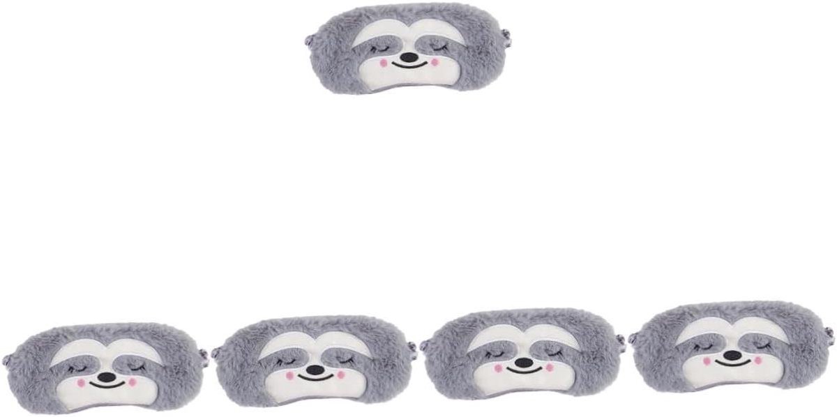 Cartoon Oogmasker - Nachtmasker Slaap - Ontspannen Slapen - Voorgevormde Pasvorm - 5 Stuks - Grijs