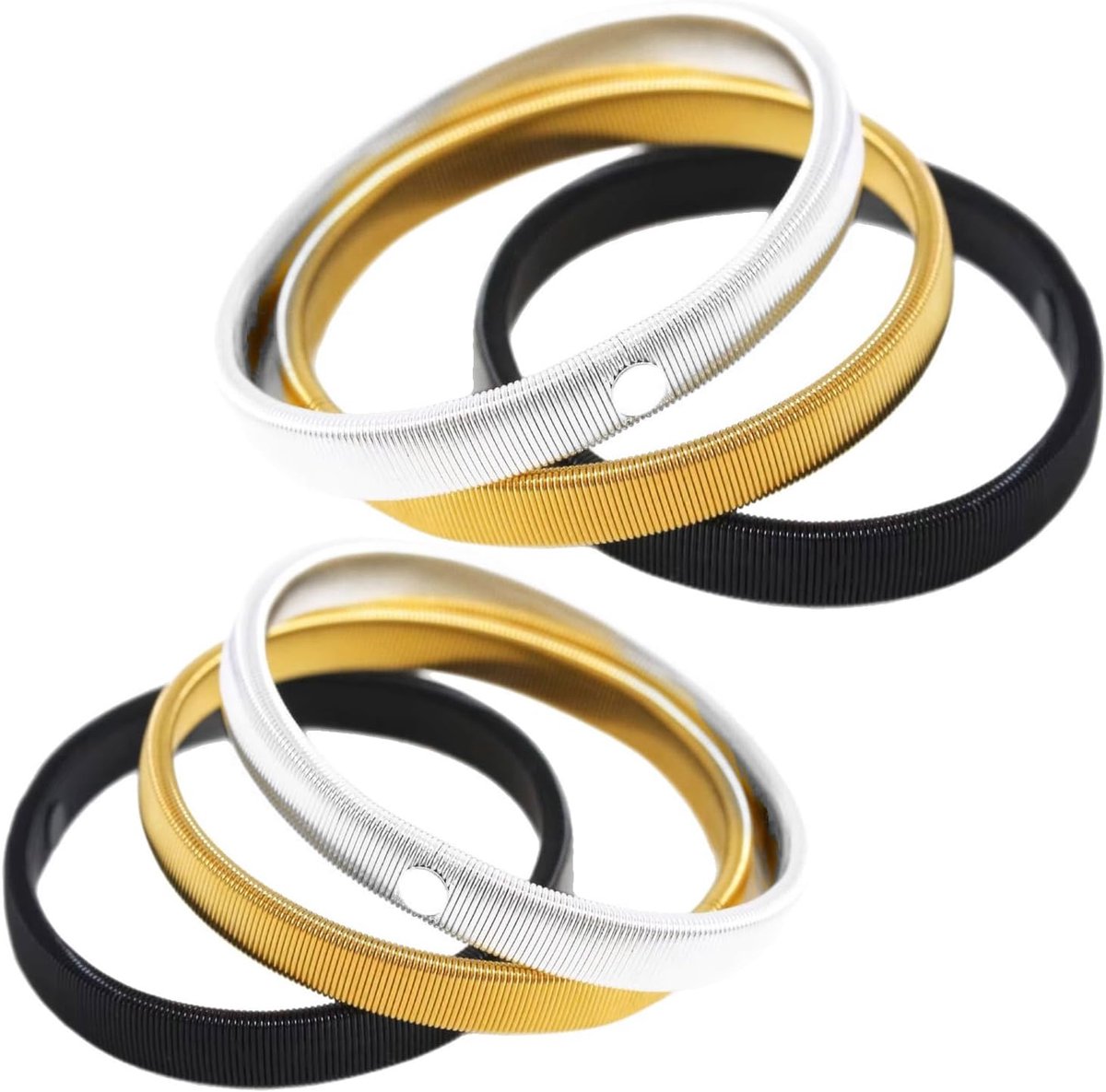 6 stuks mouwhouders, zwart goud zilver | Verguld metaal, antislip, shirt mouw kousenbanden, universele manchetbanden, voor dames en heren