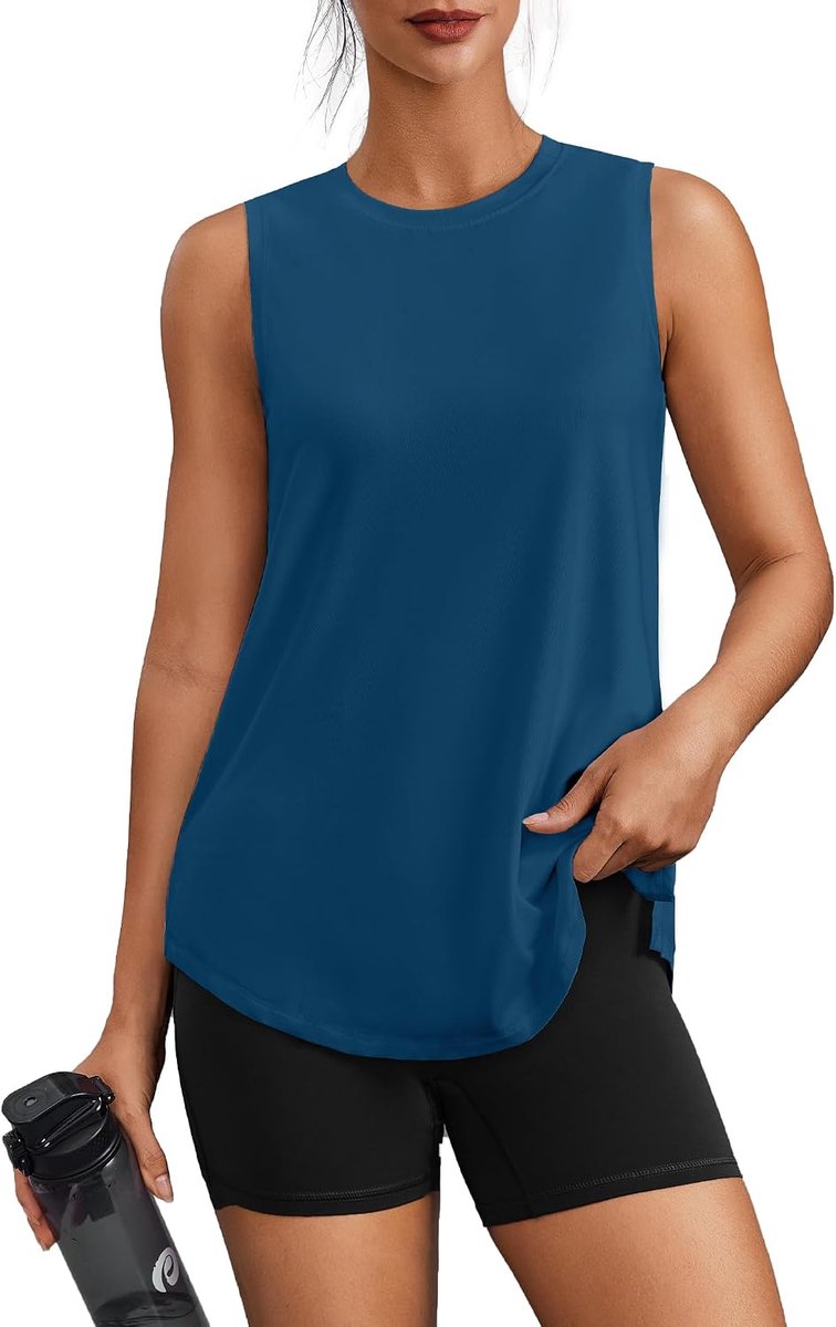 Dames sporttop, mouwloze sporttop, lichtgewicht yogatop met UPF 50+, sneldrogend fitnessshirt, ademend hardloopshirt, trainingssportkleding