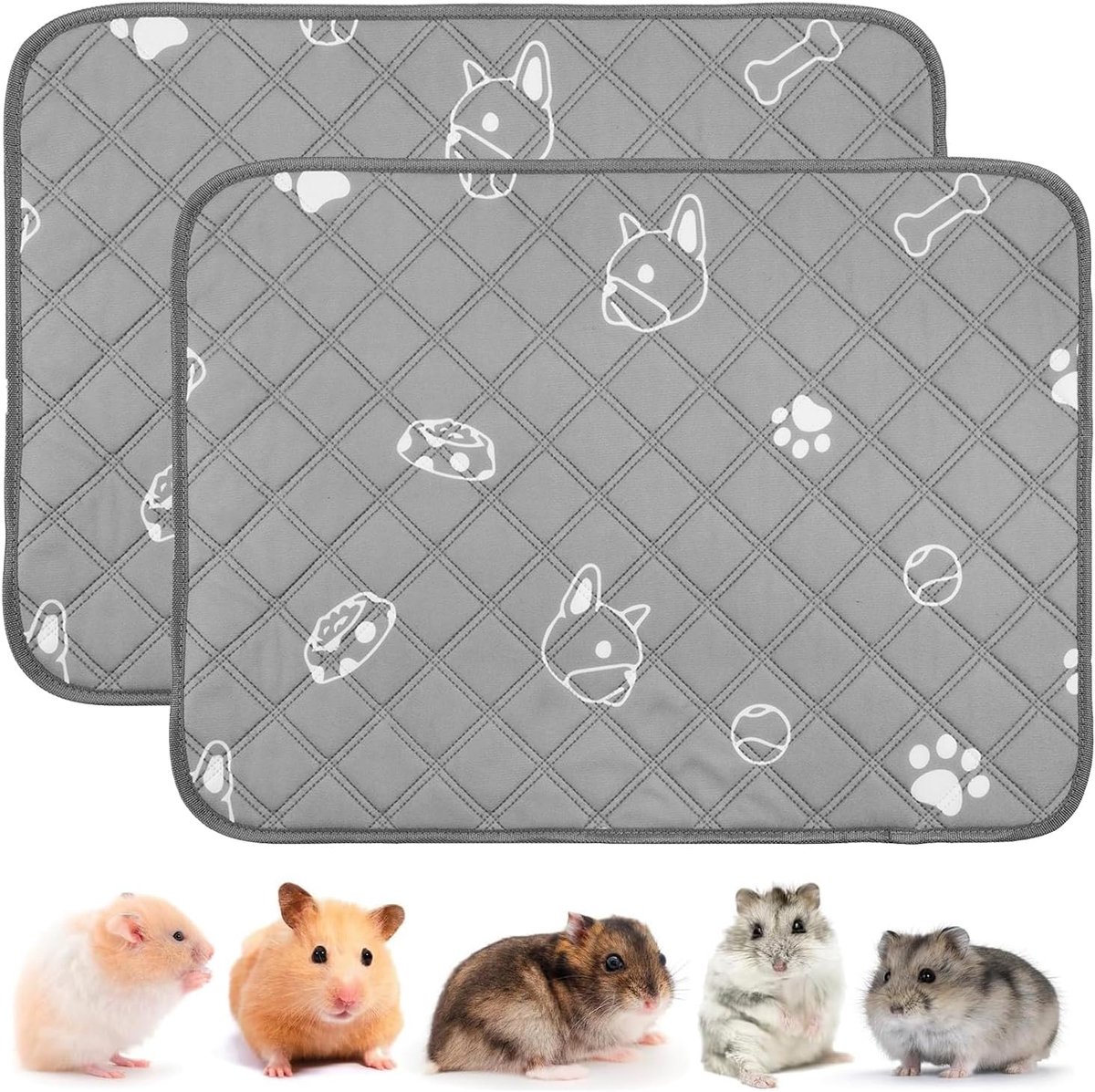 Pads voor cavia's, 2 stuks, wasbaar, voor kleine dieren, pee-urineonderlegger, snel absorberende konijnenpads voor konijnen, hamsters, puppy's, 60 x 90 cm