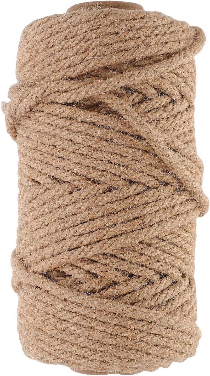 Natuurlijk Jute Touw - Bindtouw Gevlochten Touw - Repareren en Knutselen - Sterk Gevlochten Ontwerp - 50 meter - Khaki