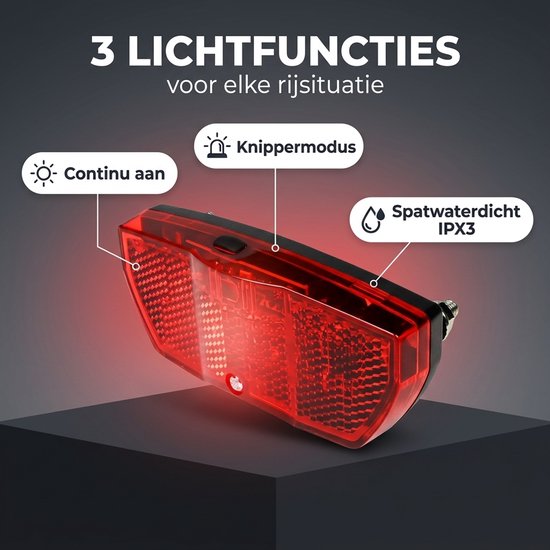 Benson Achterlicht - verstelbaar - rode LED - reflector - IPX3 - 93 x 41 x 23,5 mm - inclusief batterijen van Benson — afbeelding 2