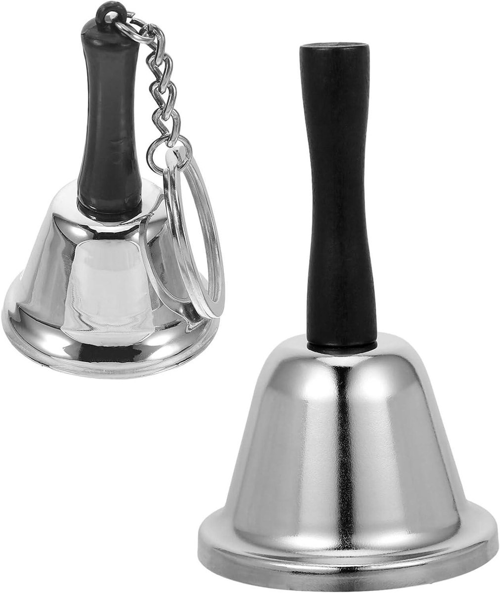 Metalen Handbel - Servicebel Tafelbel - Snelle Oproepen - Roestvrij Staal - 12.5 cm - Zilver