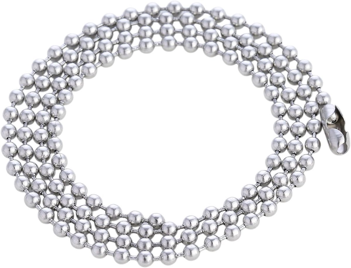 Heren halsketting roestvrij staal kogelketting 60 cm
