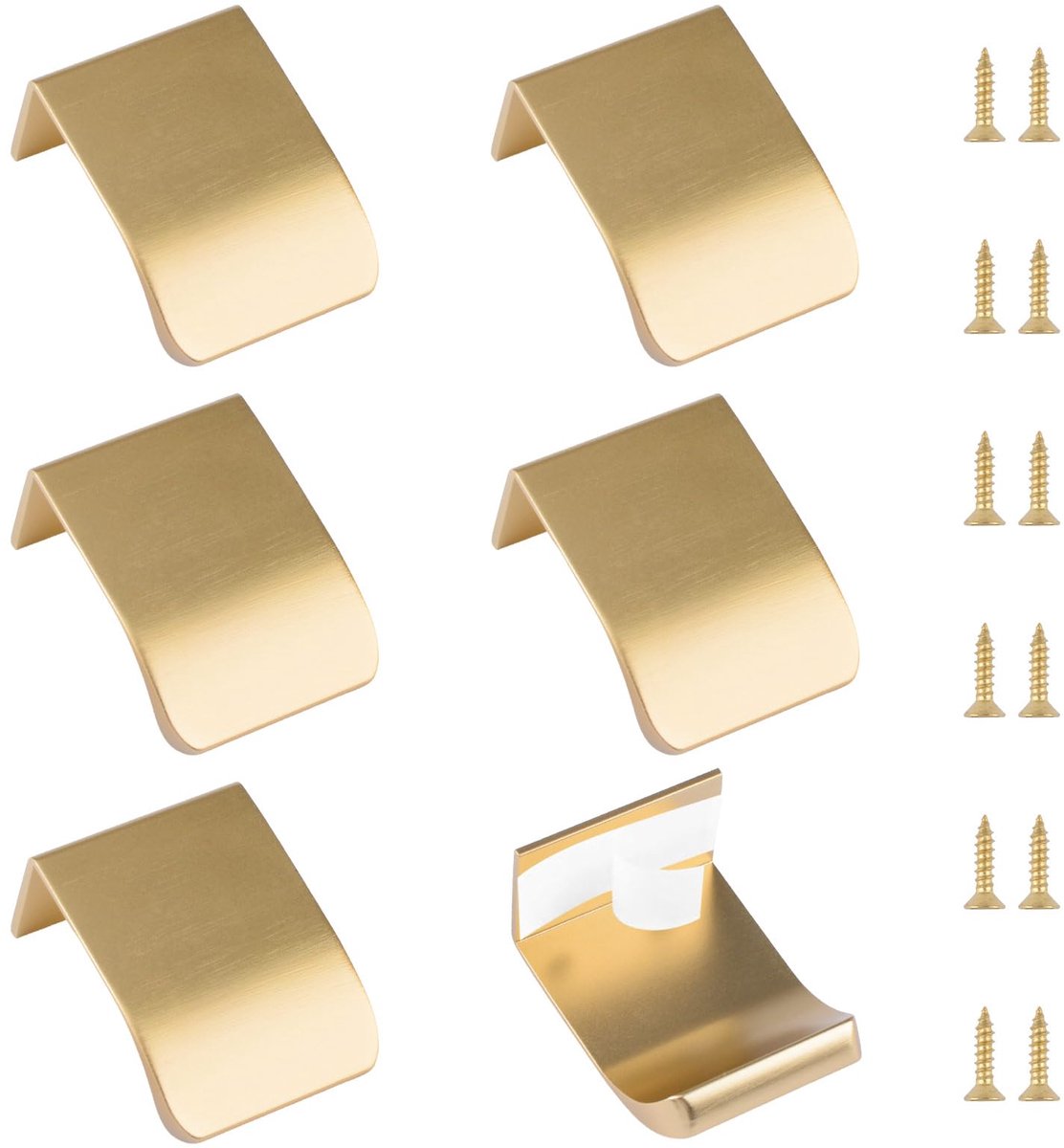 6-delige set vingergreep, zelfklevende directe kastladegreep, verborgen grepen, moderne stijl, greep voor lade, kledingkast, kasthardware, 30mm/Geborsteld Brons