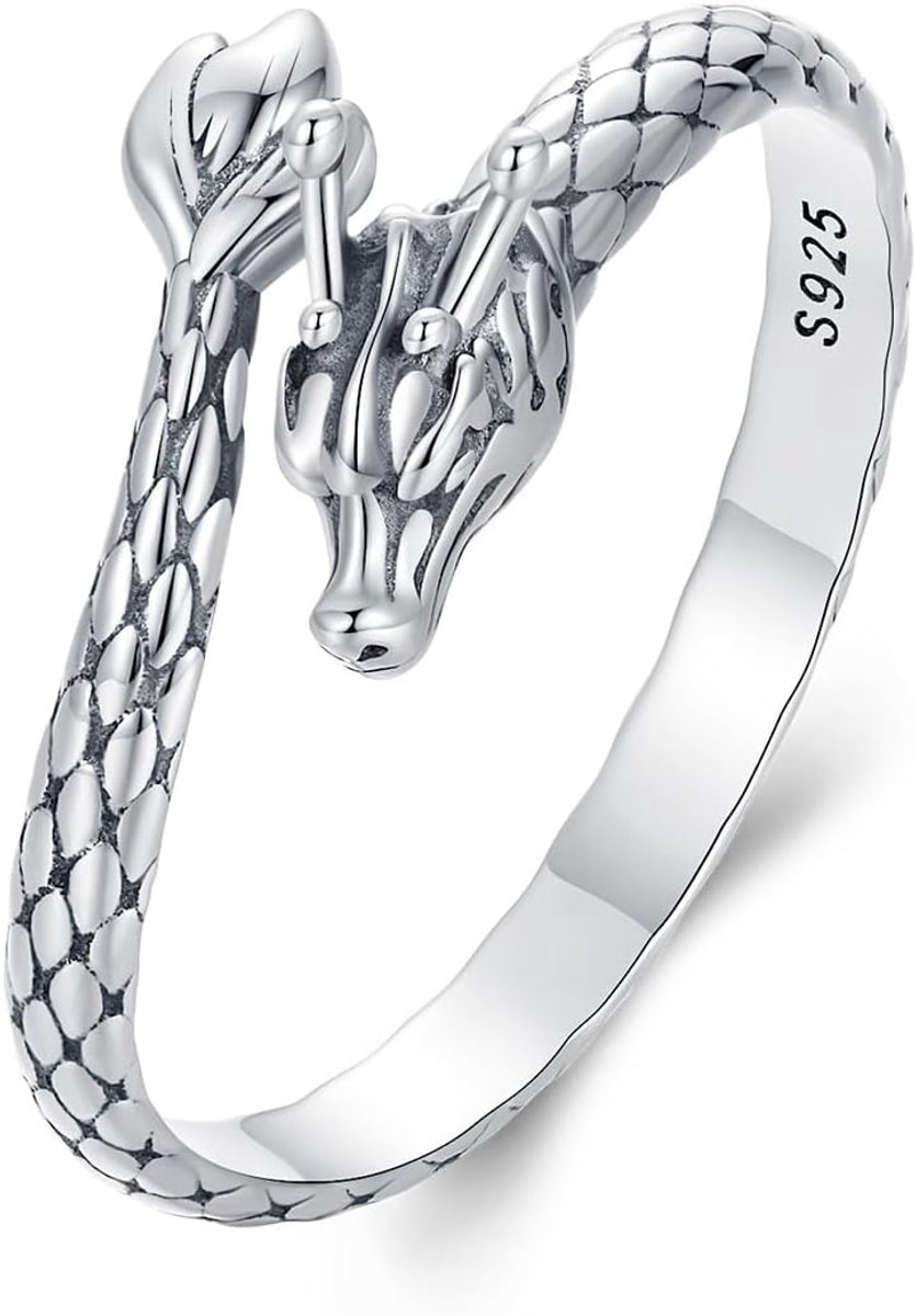 Ring van zilver S925 verstelbaar, vintage, open ring, glow in the dark, cadeau voor dames en meisjes