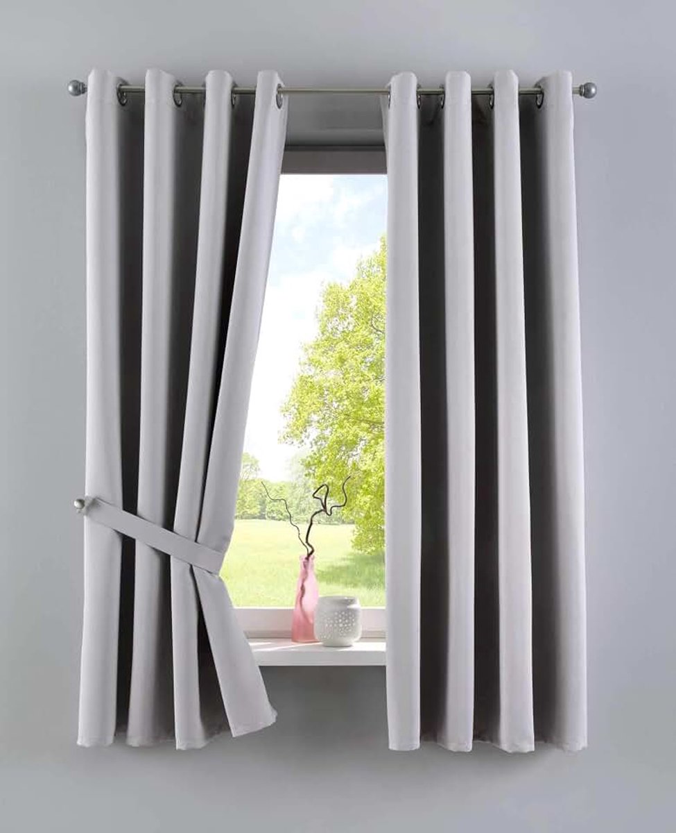 Ondoorzichtige Newyork, 201920600-2, thermische gordijnen, verduisteringsgordijn, verduisteringsgordijn, met inslagringen, geluidsisolerend, Oeko-Tex en uv-bescherming, 2 stuks