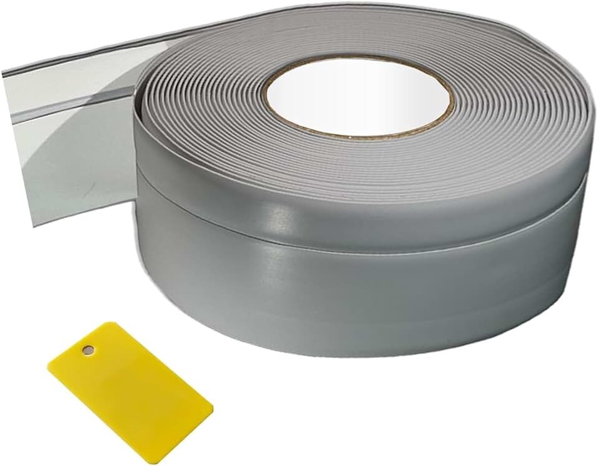 Zachte plint, zelfklevend, 20 x 50 mm (14 m, grijs), wandafsluitstrip keuken en keukenwerkblad, vloerstrips zelfklevend met hoekprofiel, kunststof