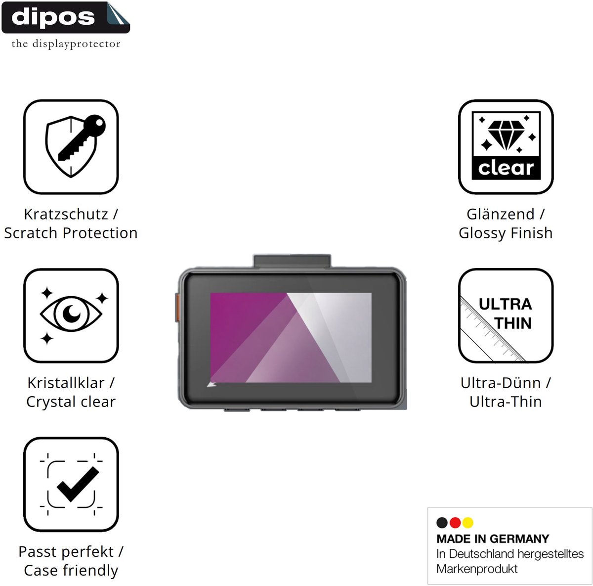 dipos – 4x Beschermfolie geschikt voor Vantrue Element 2 | Krasbestendige & heldere Screenprotector Ultra-Thin