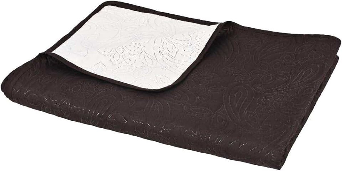 Dubbelzijdige sprei gewatteerd? Deken Quilt 230 x 260 cm Crème en Bruin