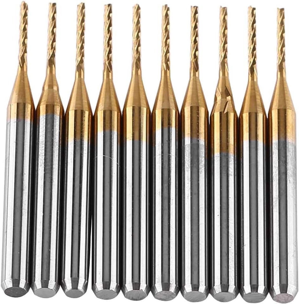 10 stuks CNC-frees 3,175 mm x 1 mm coating van wolfraamcarbide en snijgereedschap boor rechte schacht frees voor snijwerk graveren