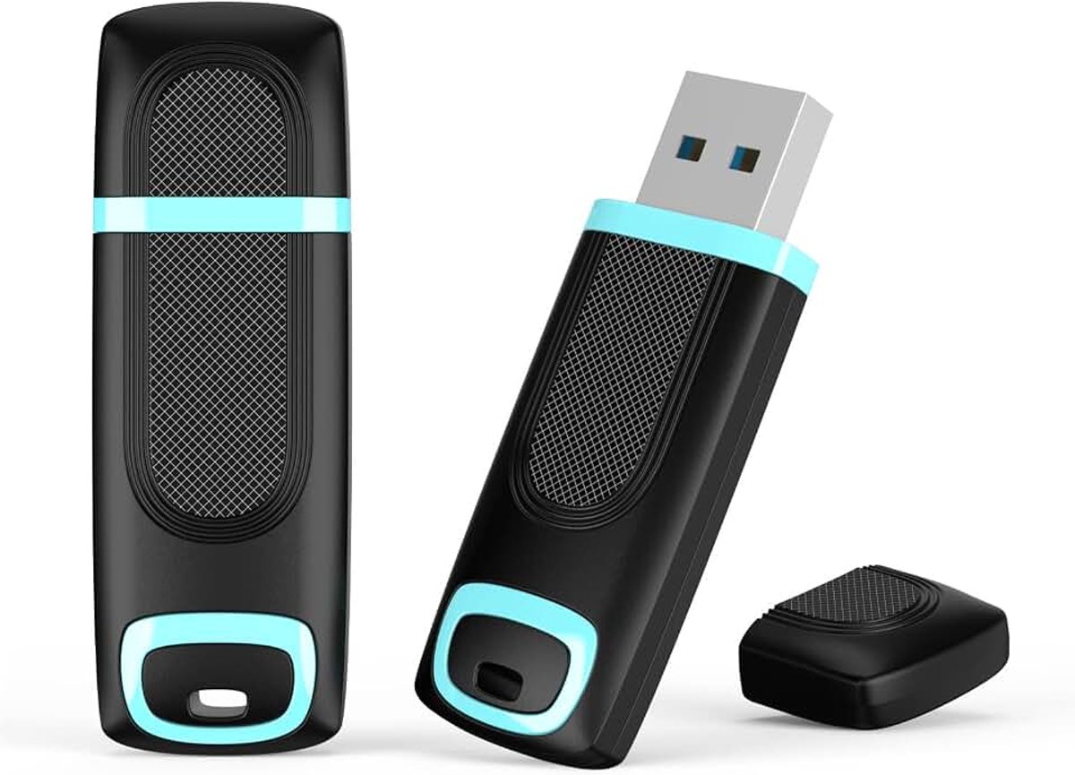Set van 2 USB Flash Drives 128GB 3.0, Vansuny Hoge Snelheid USB Flash Drive 128GB USB 3.0 Draagbare USB Flash Drive voor PC, Laptop, Auto-audio, Smart TV (128GB, Cyaan*2)