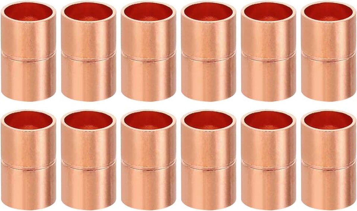 3/8 Inch ID Koppeling Fittings, 12 Stks Gerolde Buis Stop Rechte Pijp Fitting Lassen Joint Voor HVAC Airconditioning Sanitair Sanitair Koeling