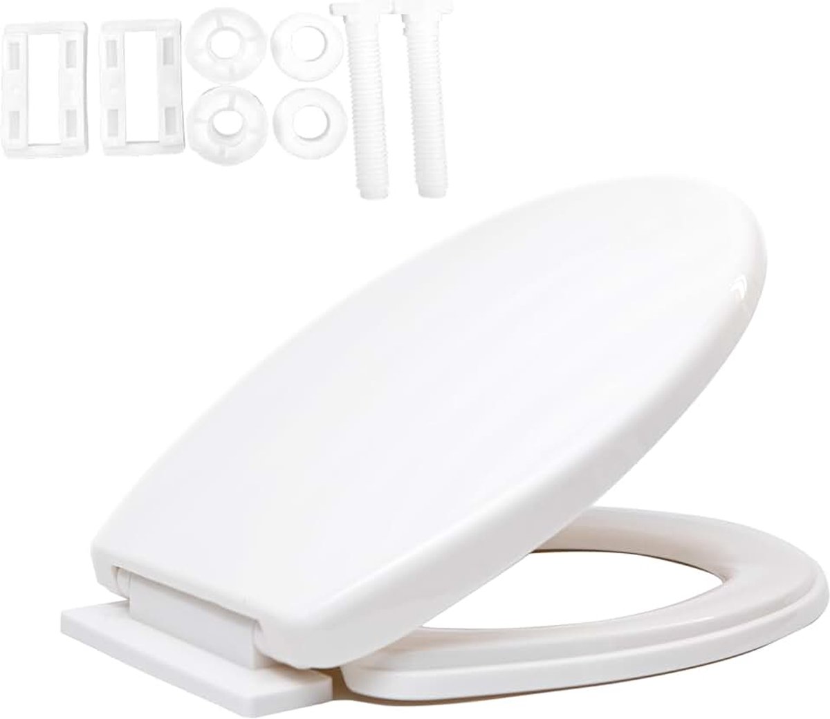 Needs Soft Close Toilet Seat, Toilet Seat met Quick Release voor Gemakkelijk Schoon, Eenvoudige Top Fixing, Standaard Toilet Stoelen Wit met Verstelbare Scharnieren.