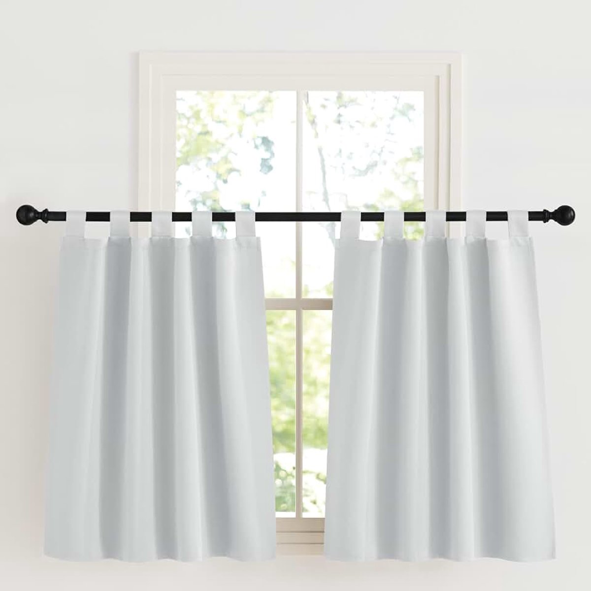 Warmte-isolerende Verduisteringsgordijnen, Gordijnen voor Woonkamer en Slaapkamer met Lussen, Modern Design,90B x 125H cm (2 Panelen),Grijswit