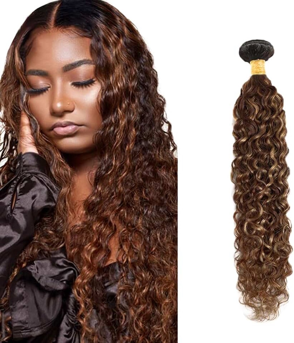 Highlight Brown Color Human Hair Bundles Water Wave Extension Real Minimal Shedding 100g/Bundle Virgin Hair For Women 24 Inch