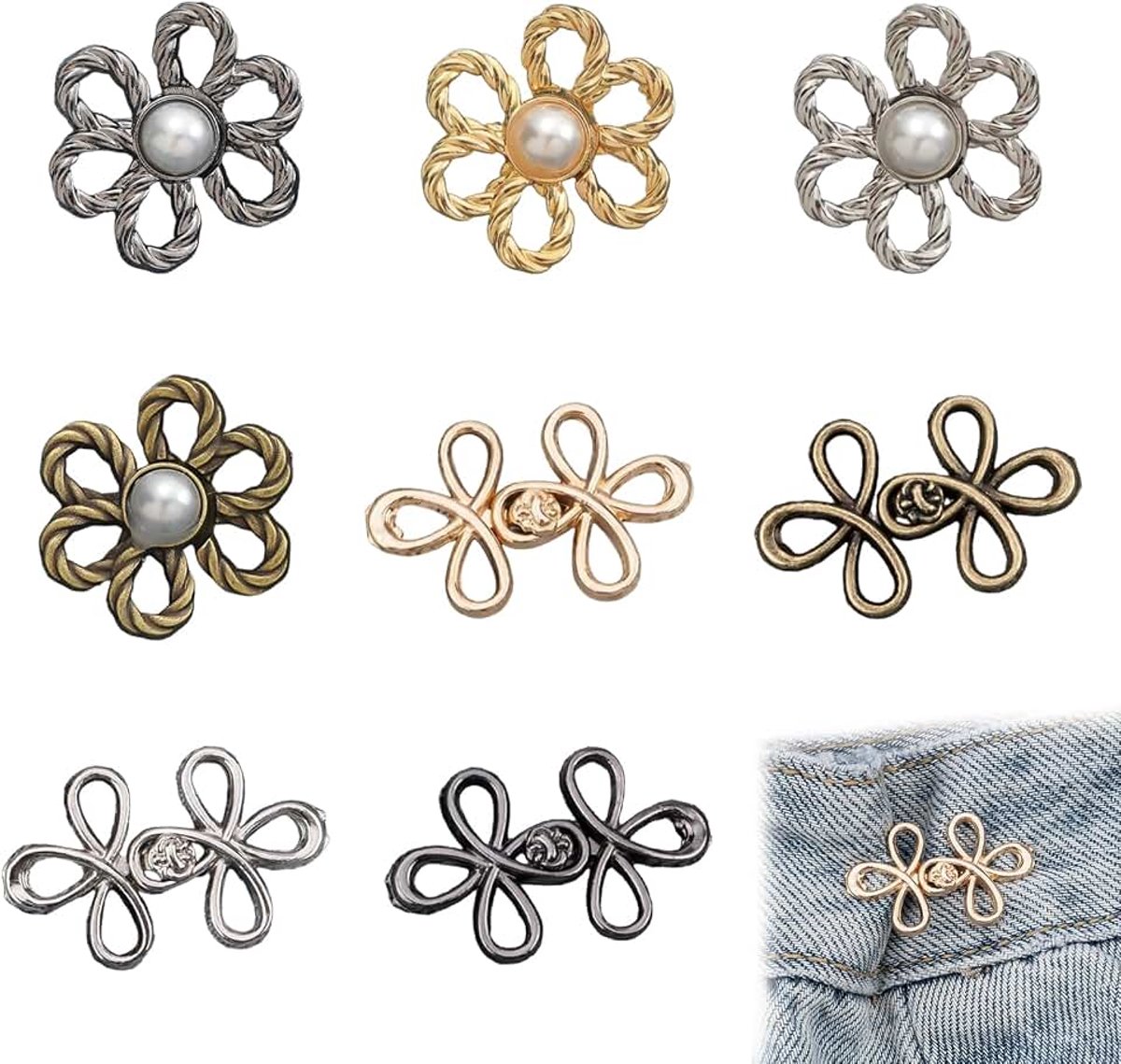 Broekband strakker maken, 8 stuks broek strakker maken clip, halsuitsnijding clip, taillestrakker zonder naaien, voor tailleknopen, broeken, jeans