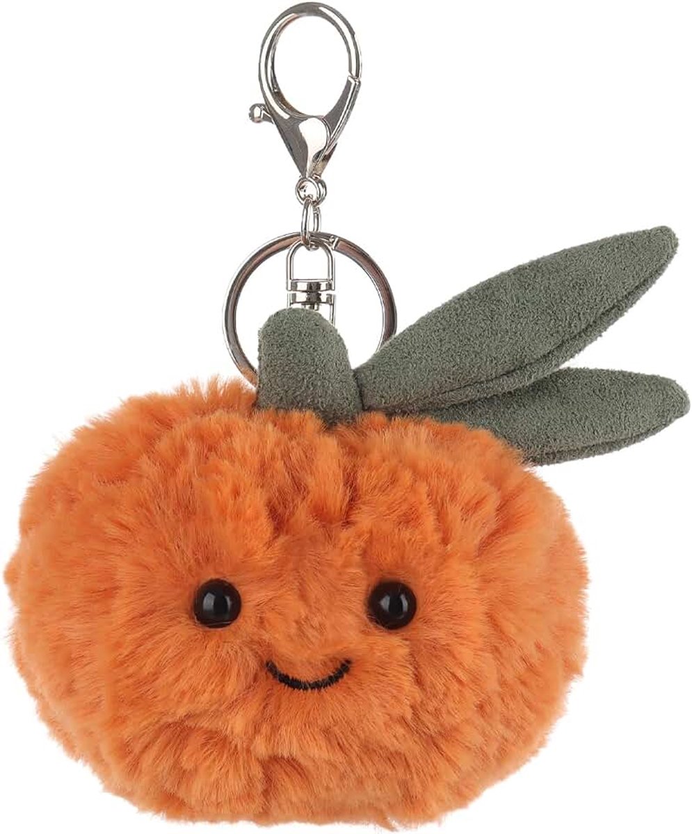 Lamb Mandarine Fruit Leuke Sleutelhanger, zacht gevulde pluche sleutelhanger speelgoed voor kinderrugzak, portemonnee, 6 cm
