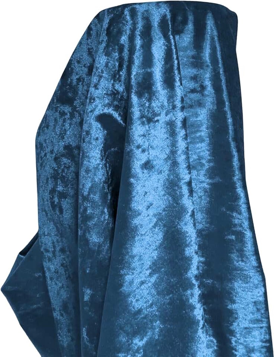 Premium Glitz Zacht Gebroken Fluwelen Stof Materiaal Gordijnen Kussens Naaien Bekleding 140cm Breed met Achterkant - 1 Meter 100cm x 140cm Teal Blauw