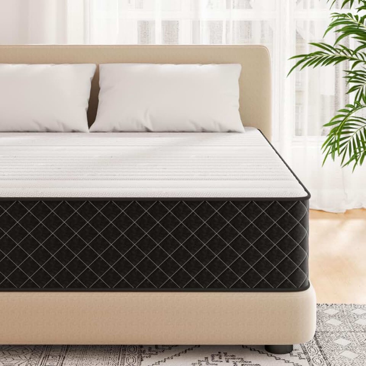Matras, 140 x 200 cm, stevig, H4-25 cm dik, versterkte ondersteuning voor zwaar gewicht (160-240 kg) en lumbale pijn, onafhankelijke pocketveren met gelschuim, Oeko-Tex gecertificeerd