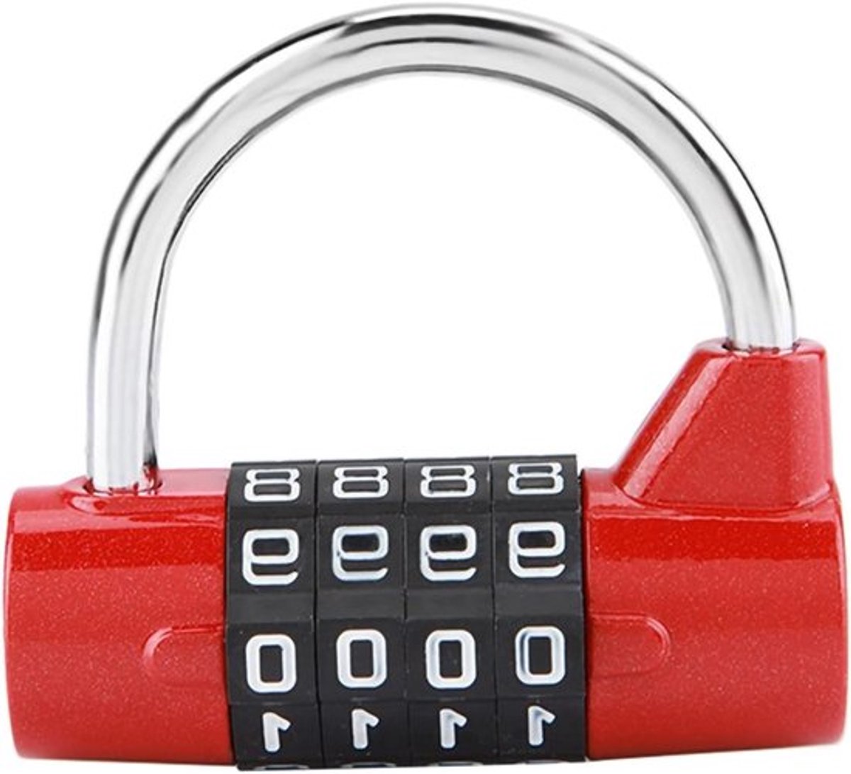 Codecombinatiehangslot voor Reiskoffer Gym Locker - Beveiliging Zinklegering Wachtwoordslot - Rood
