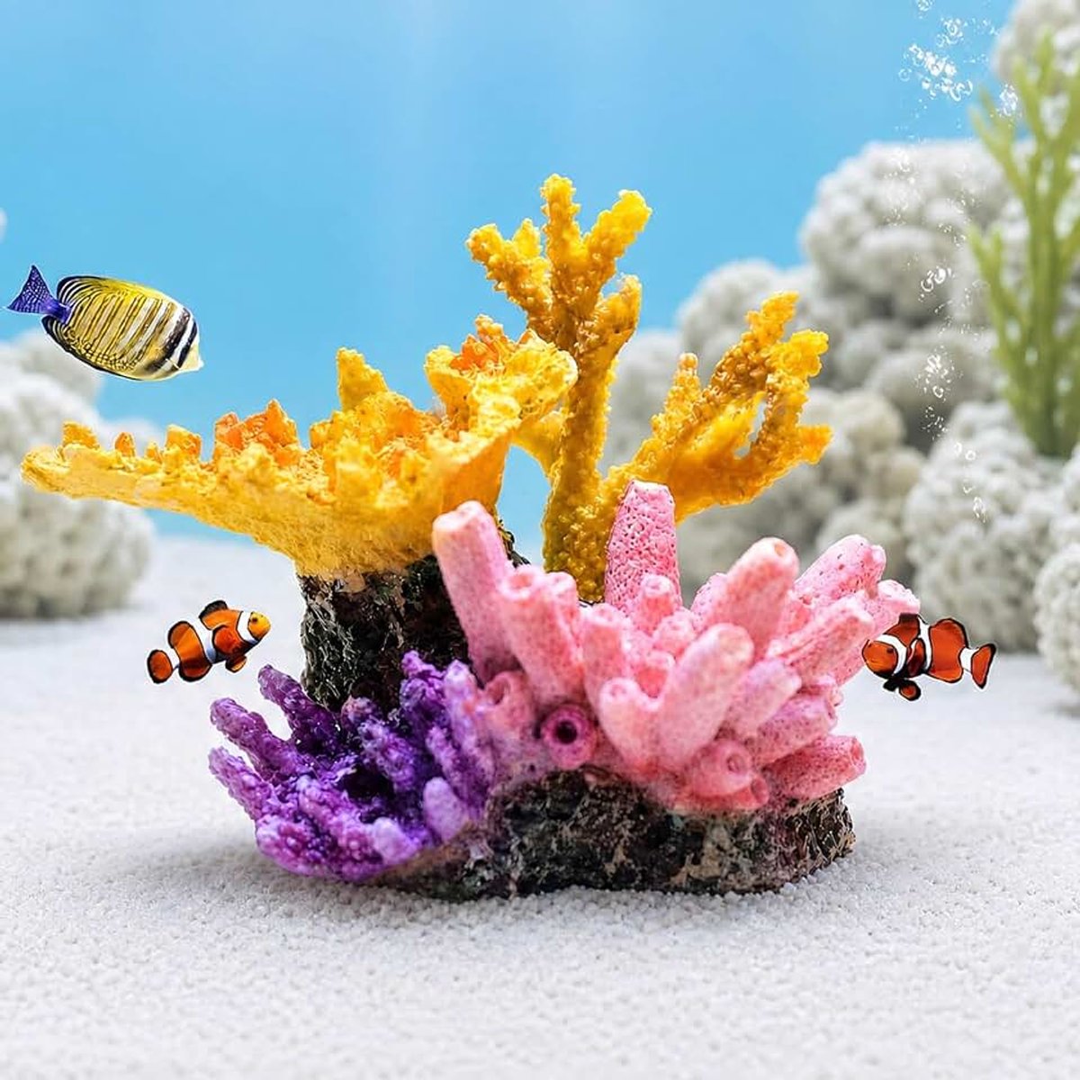 Koraalrif, hars, koraalplanten, kleurrijk aquariumontwerp voor garnalen, vistank, voor kleine aquarien/nano-bekken, natuurlijk onderwaterlandschap, 1 stuk