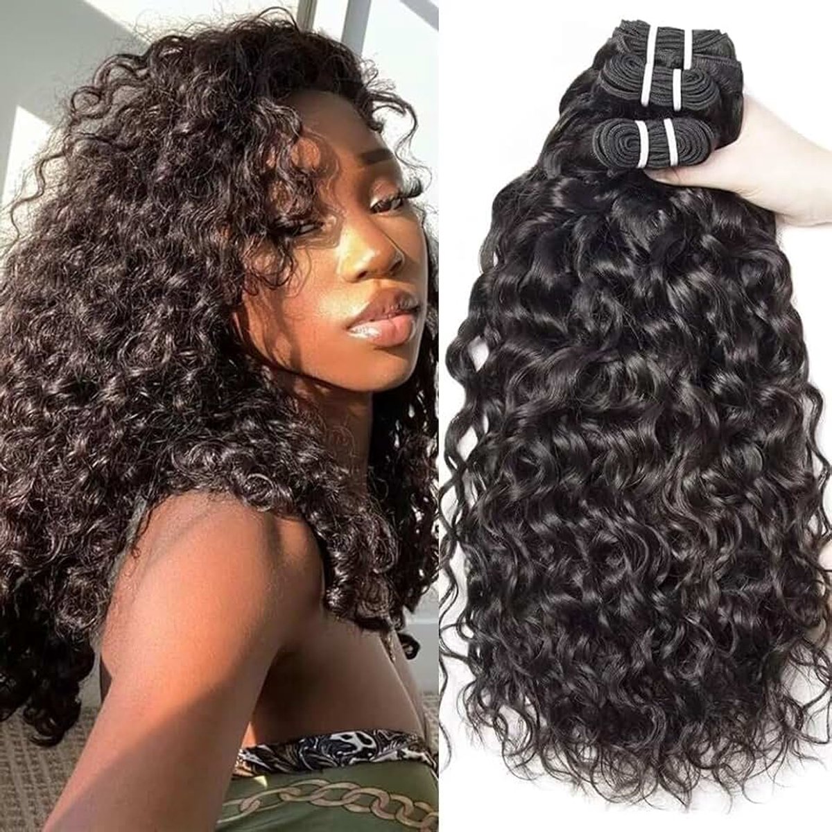 Wave Human Hair Bundles 18 18 18 Inch 12A Curly Bundles Human Hair 100% Unprocessed Brazilian Virgin 3 Bundles Wet and Wavy Weave Extensions