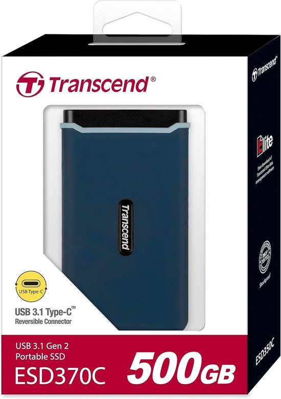 Externe SSD - Draagbare Opslag - Bestanden Overzetten - Schokabsorberend Ontwerp - 500GB - Marineblauw — afbeelding 3