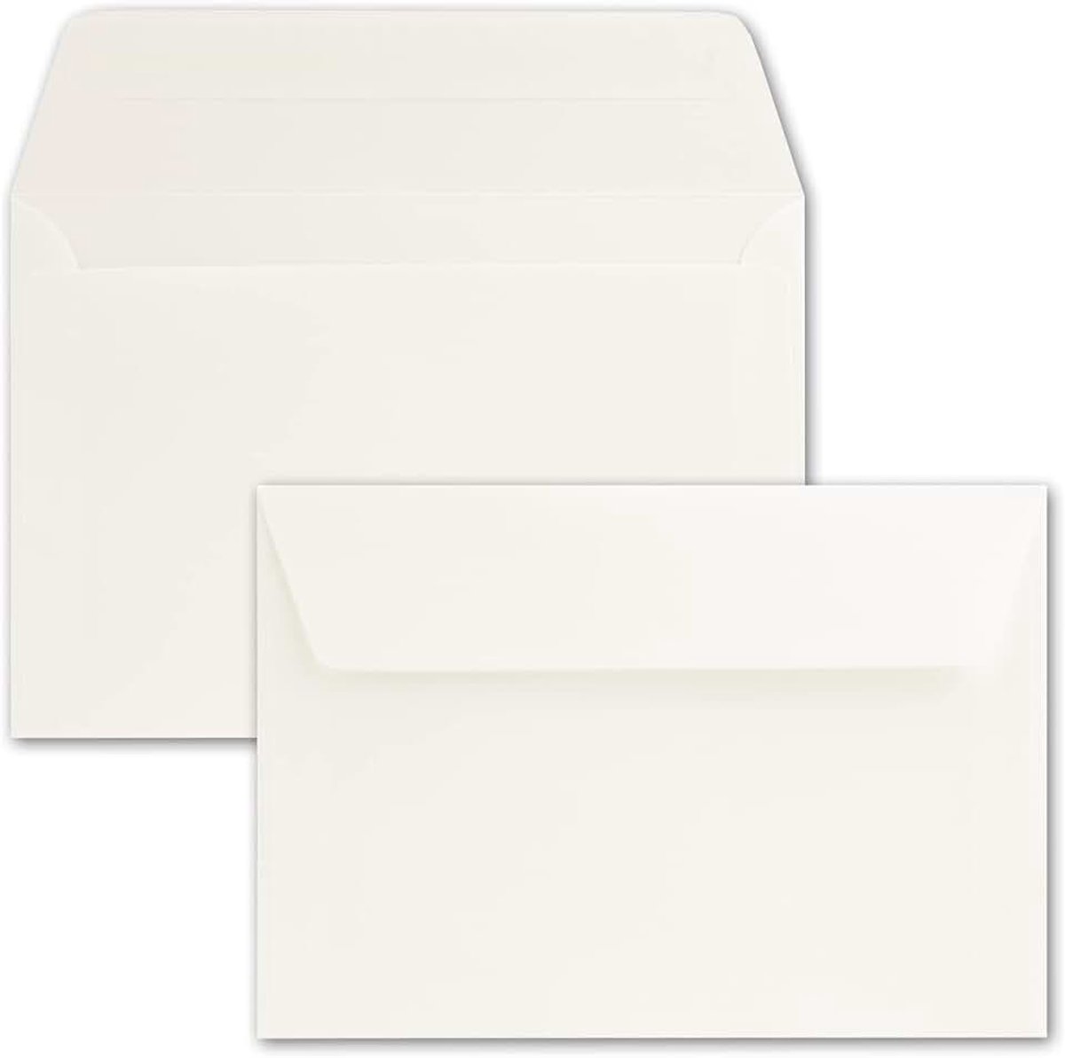 75 stuks, 12 x 18 cm, ca. DIN B6, met kleeflaag, crème, stabiel 90 g/m², enveloppen voor wenskaarten en uitnodigingen