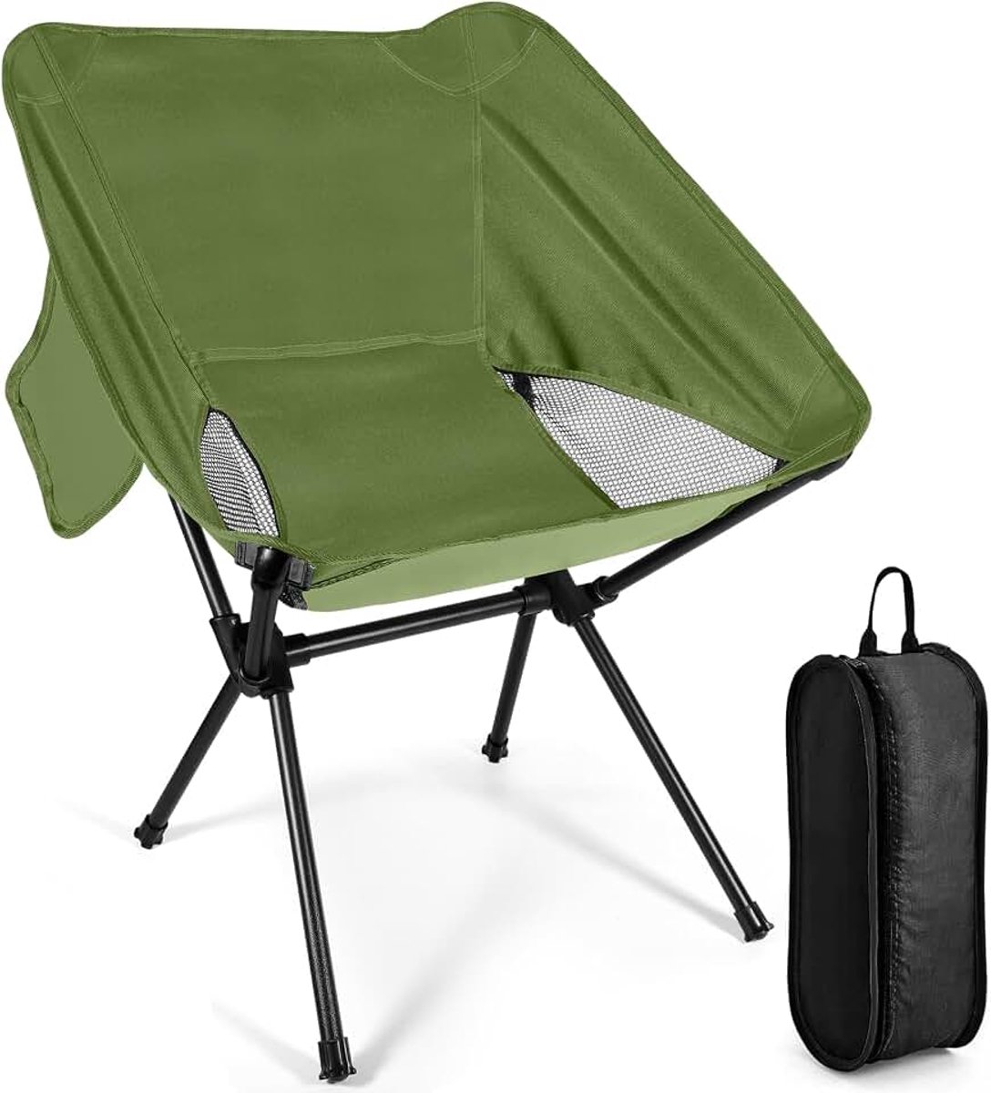 Opvouwbare campingstoel, opvouwbare strandstoel voor buiten, draagbare campingstoel met opbergtas, compacte strandstoel voor picknick, kamperen, reizen, vissen, strand