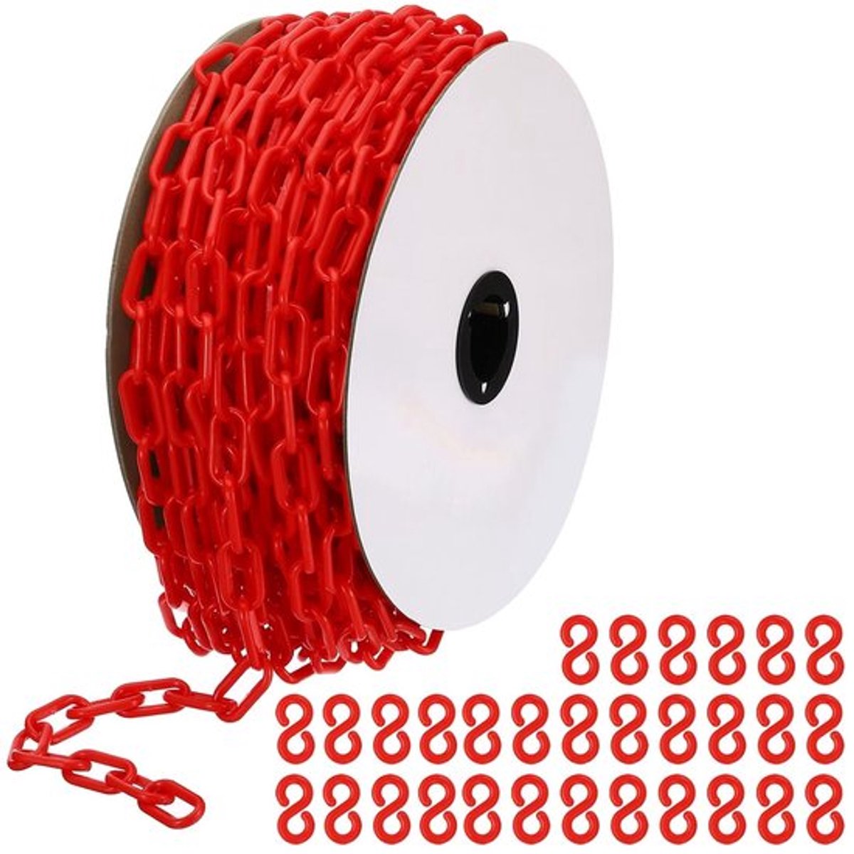 150 voet Veiligheidsbarrière Ketting voor Personenbeheersing, 6 mm Rode Ketting voor Rijen, Parkeerplaatsen en Decoratie