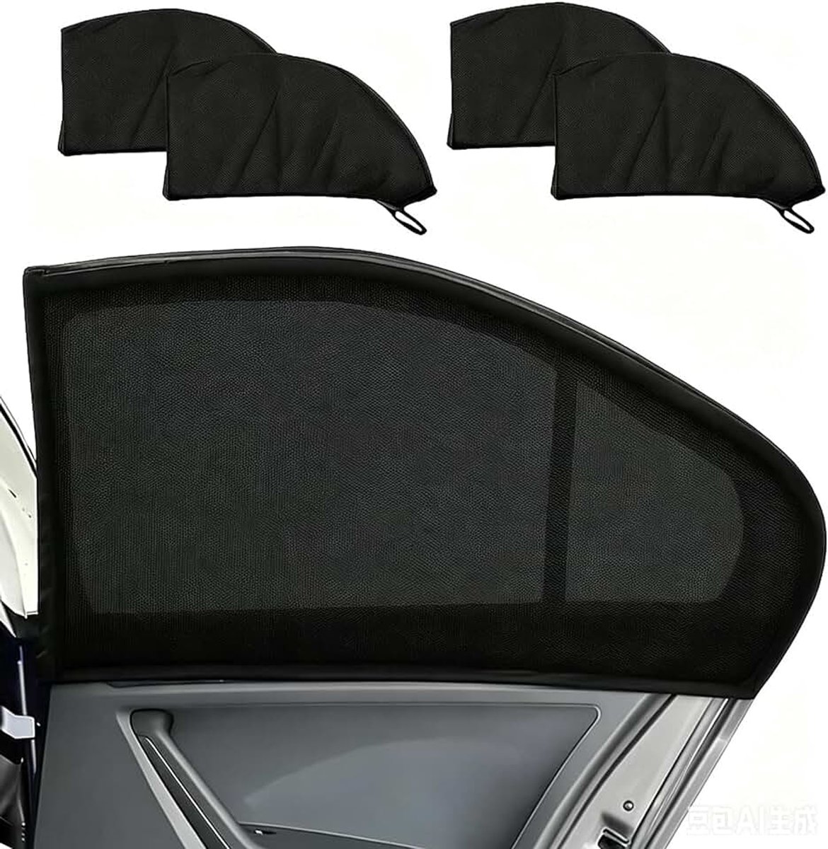 4 stuks, voor autoruiten, muggennet, elastische zonneklep, zijruiten, geschikt voor de meeste auto's, vrachtwagens, SUV's