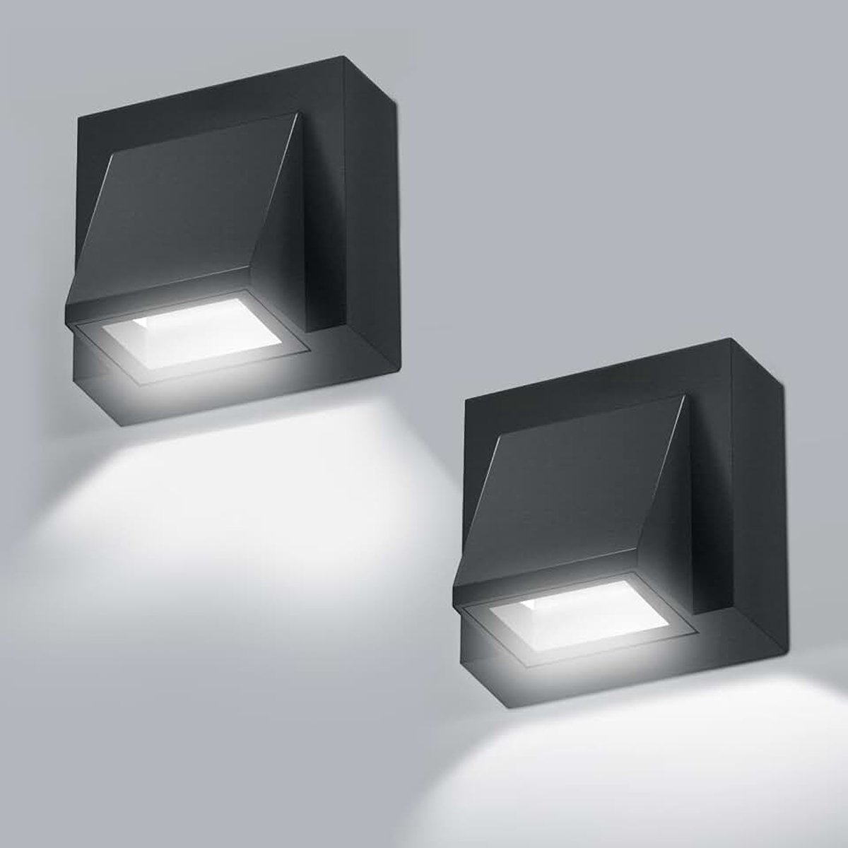 2 Stuks Buitenmuurlamp, 5W COB Buiten LED Wandlamp, 6500K IP65 Waterdichte Buitenwandlamp van Aluminium voor Buiten Terrassen en Binnen Woonkamers, Garage, Tuin