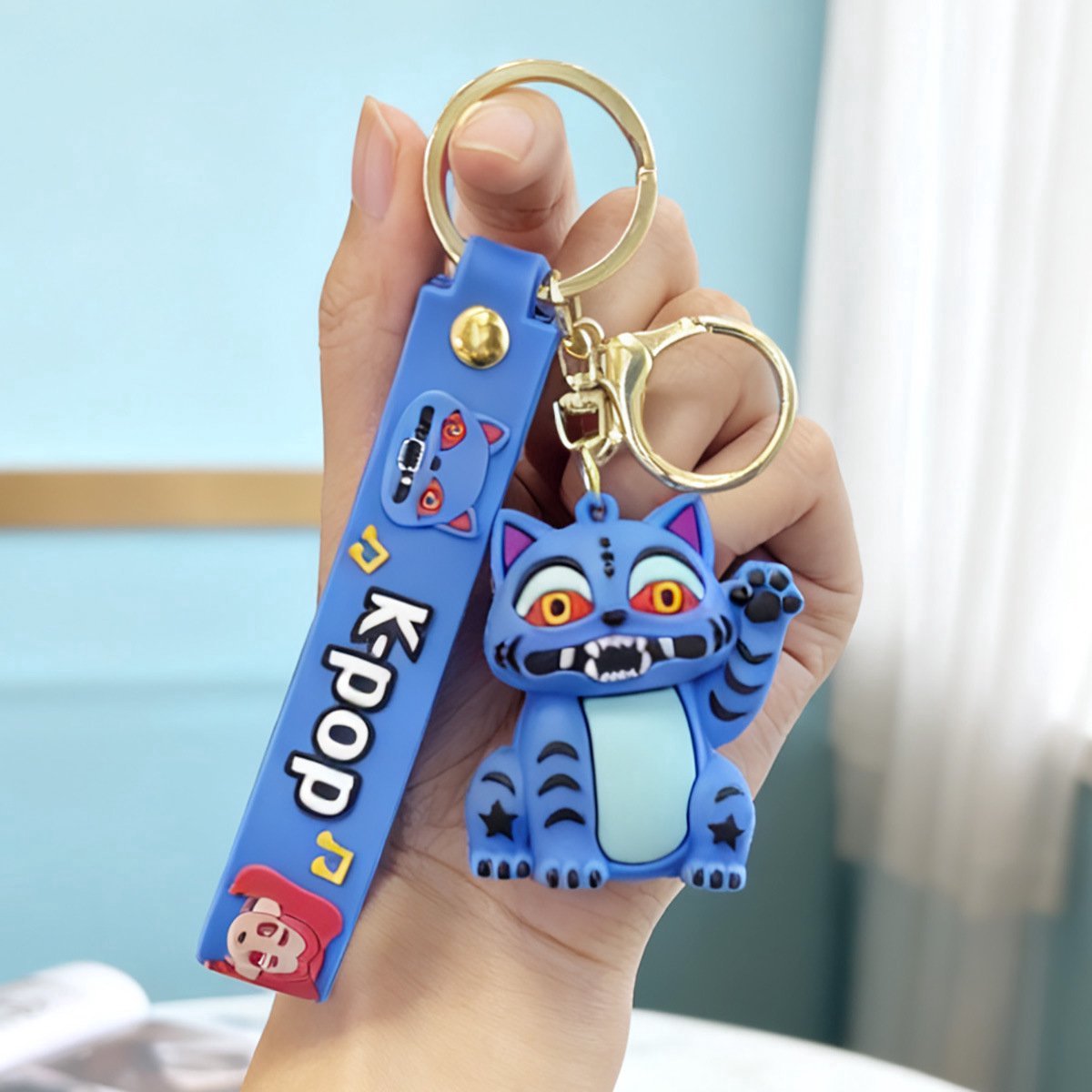 Casalora Cartoon Sleutelhanger - Demon Hunter - K-Pop Popstijl - Flexibele Sleutelring voor Tas & Sleutels - Tijger