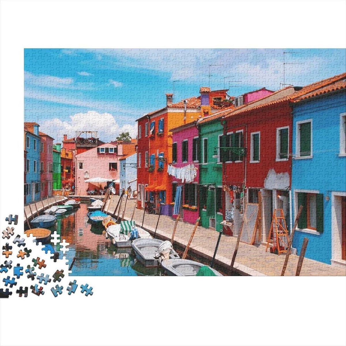 Kleurrijke Huizen Puzzel - Jigsaw Puzzel - Ontspannend Spel - Gerecycled Materiaal - 1000 Stukken - Meerkleurig