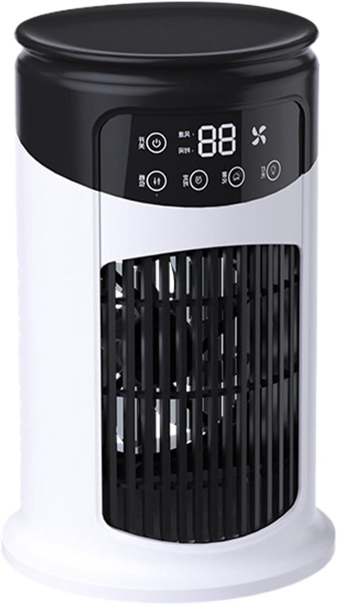 Draagbare Luchtkoeler - Verdampingskoeler Ventilator - Persoonlijke Verkoeling - Zes Snelheden Instelbaar - 18.5x17x18.5 cm - Wit