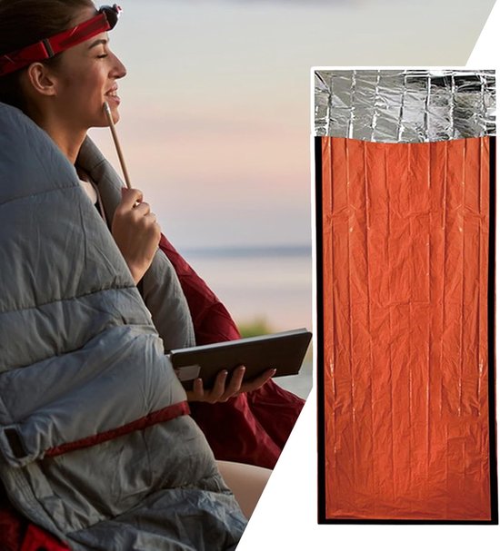 Slaapzak Outdoor - Nachtdeken Reizen - Kamperen Wandelen - Winddicht Waterdicht - 266 x 91 cm - Oranje — afbeelding 5