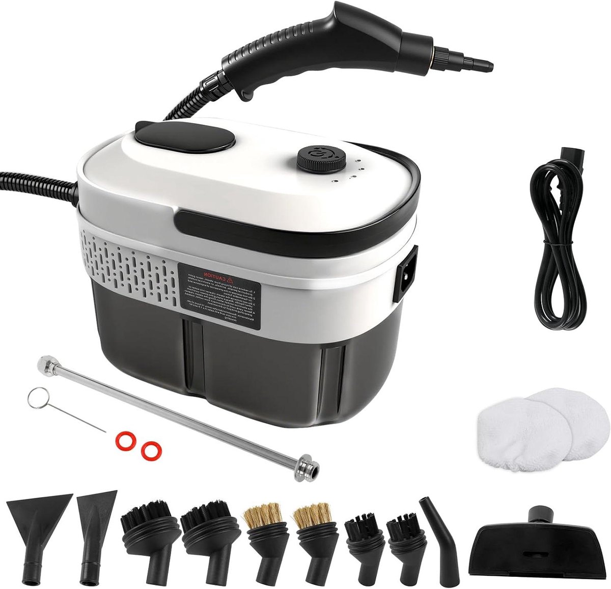 Handstoomreiniger - Drukreiniger Apparaat - Grondig Reinigen - Hoge Stoomdruk - 1400 ml Tank - Zwart Wit