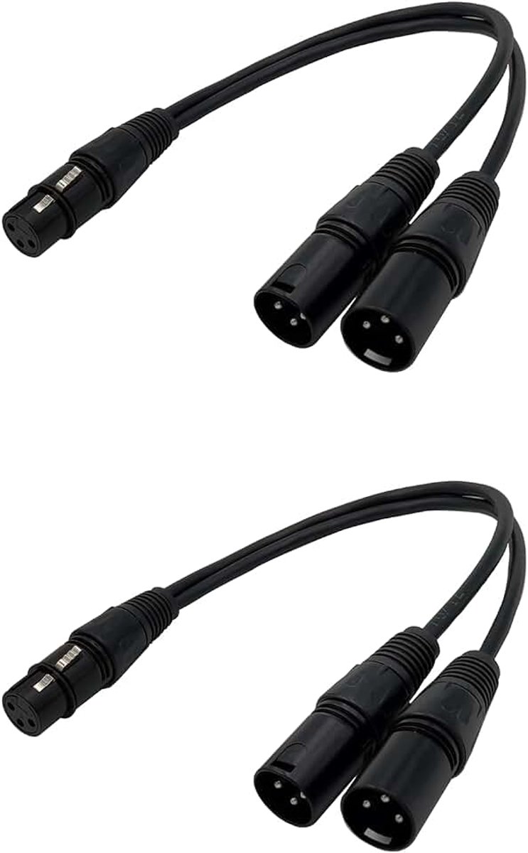 Splitter - Microfoon Y Kabel Met Vrouwelijk naar Dual Male 3-Pin Jack, Zinklegering OFC Koper Audio Adapter (1-2, 30cm, 2 Stuks)