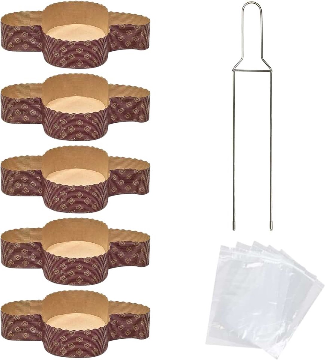 - vormset voor duif (5 stuks x 1 kg) + naald duif + meel voor duif + zak (5 stuks), vorm van de duif van natuurlijk papier van pure cellulose van magnetron, bestand tegen 220 °C