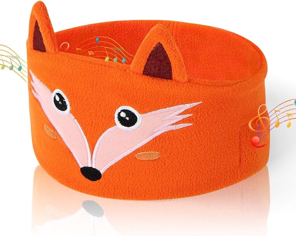 Kinderslaapmasker, 100% verduisterend Bluetooth-slaapmasker | Schattige, zachte en comfortabele hoofdband voor slaapmaskers, draadloze slaapkoptelefoon voor mannen en vrouwen - Fox