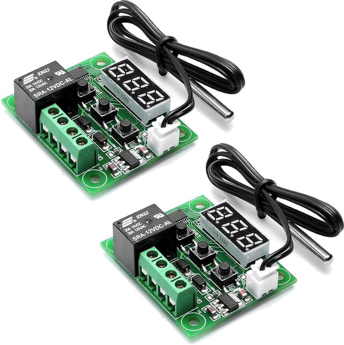 2 stuks W1209 12 V DC digitale temperatuurregelaar Board Micro digitale thermostaat -50-110 °C elektronische temperatuurregelaar module schakelaar met 10 A One-Channel relais en waterdicht