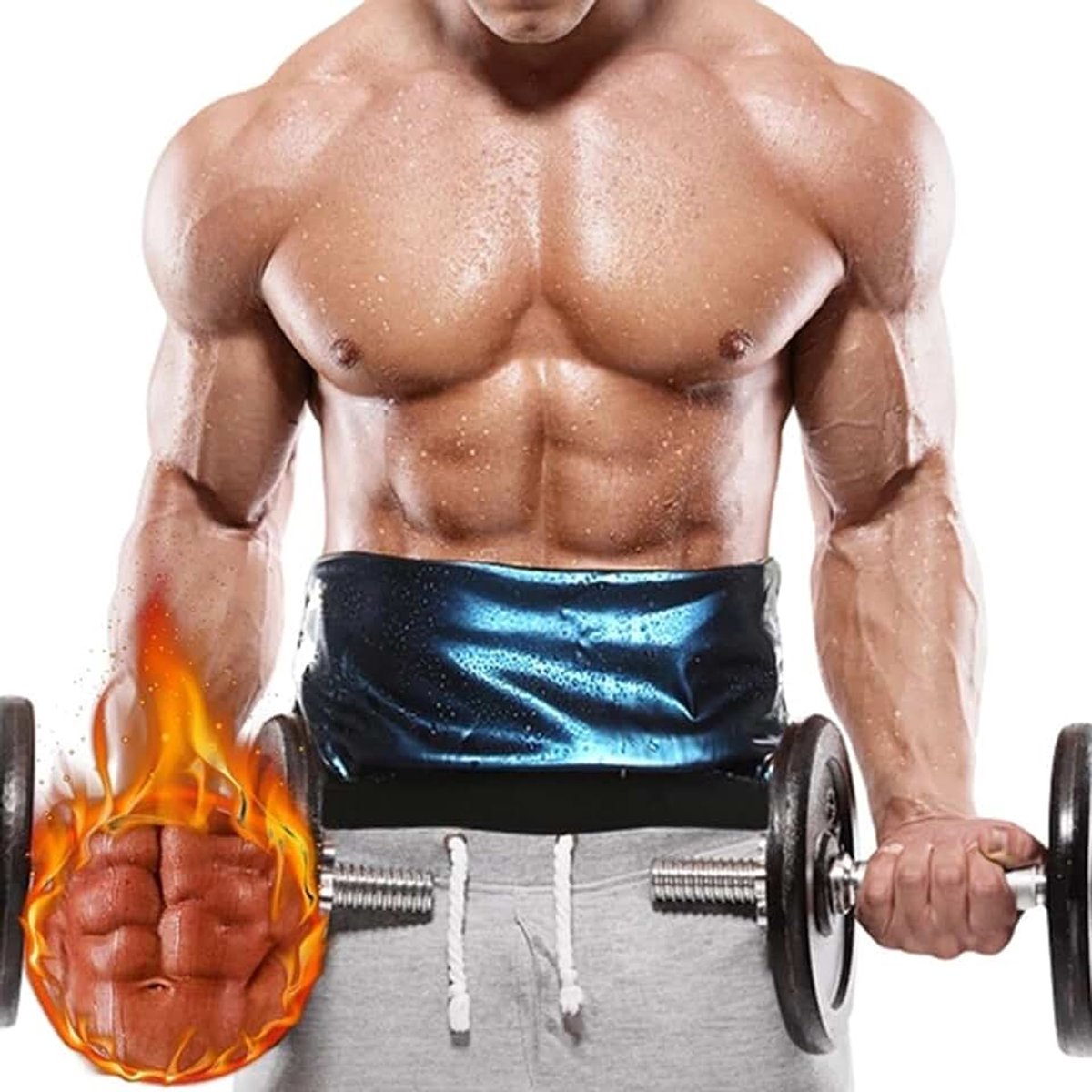 Buikgordel voor dames en heren, neopreen, buikgordel om af te vallen, sauna-band van neopreen, waistrimmer, vetverbranding, buikweggordel voor fitness, blauw, Blauw, XL