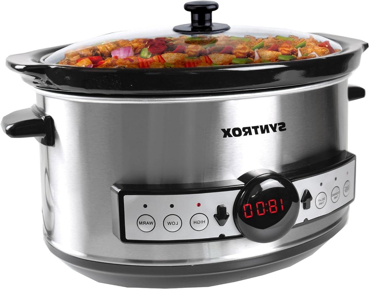Digitale Slowcooker - Kookpan Timer - Langzaam Koken - Warmhoudfunctie - 3.5 Liter - Roestvrij Staal