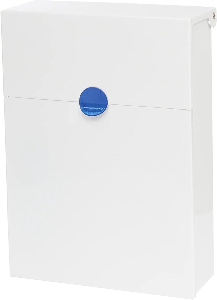 Wandbrievenbus - Postbak Modern - Briefpost Ontvangen - Regenbestendig Ontwerp - Maat M DIN A4 - Wit Blauw
