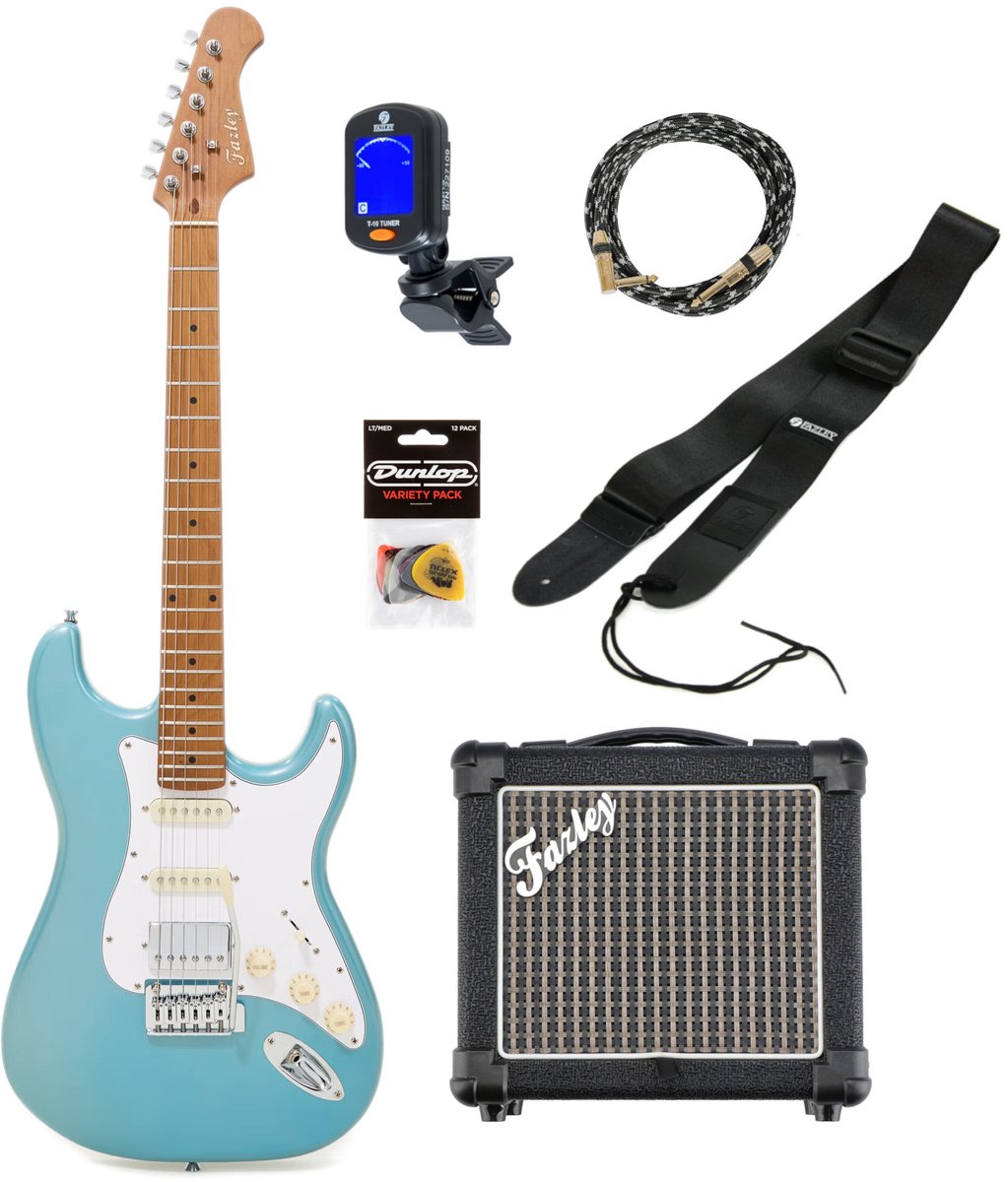 Elektrische gitaar starterset - incl. versterker, tas en tuner - Multikleur Fazley Sunset Dawn HSS